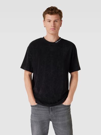 Calvin Klein Jeans T Shirt Met Labeldetail Model Towelling In Zwart Online Kopen Pandc