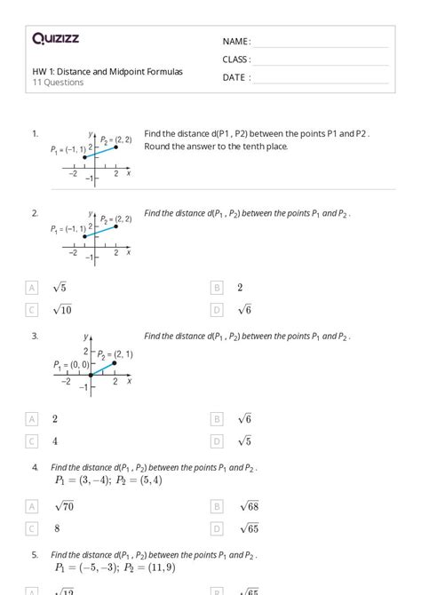 Midpoint Formula Worksheets On Quizizz Free Printable