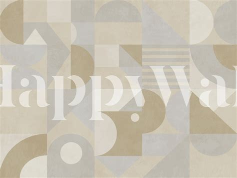 Buy Beige Mid-Century Geometric Wallpaper Online - Happywall