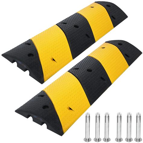 Cxrcy 3ft Rubber Speed Bumps 2 Pack 2 Channel Modular Traffic Driveway