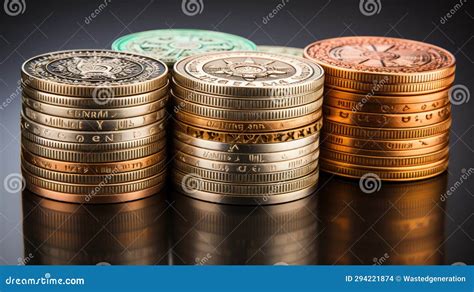 Captivating Still Life Of Gleaming Coins Reflecting Light A Symbol Of