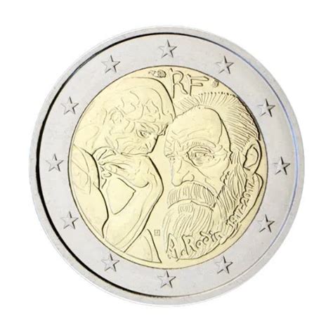 PIÈCE DE MONNAIE 2 euros commémorative A Rodin 1917 2017 EUR 4 00