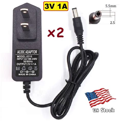 2 Pack 3V 1A AC DC Adapter Power Supply For Home Electronics With 5 5x2