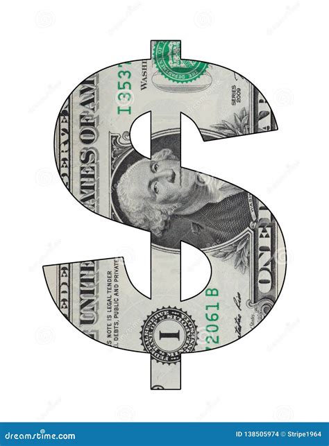 US Dollar Sign Showing a Section of a One Dollar Bill with Clipping ...