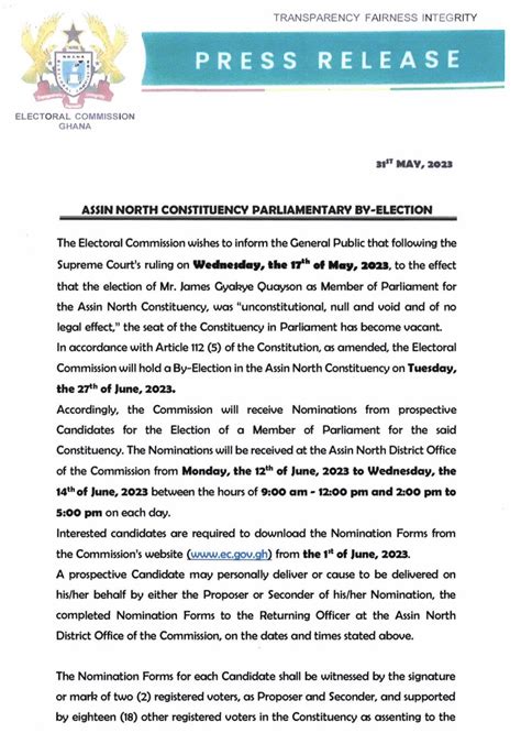 Electoral Commission Of Ghana On Twitter Assin North Constituency