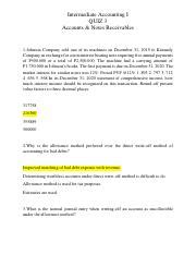 Quiz Receivables A R N R Pdf Intermediate Accounting I Quiz