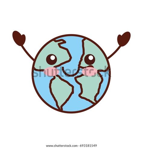 World Planet Earth Kawaii Character Stock Vector Royalty Free