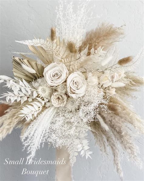 Dried Pampas Grass Bridal Bouquet Bride And Bridesmaids Dried Flower