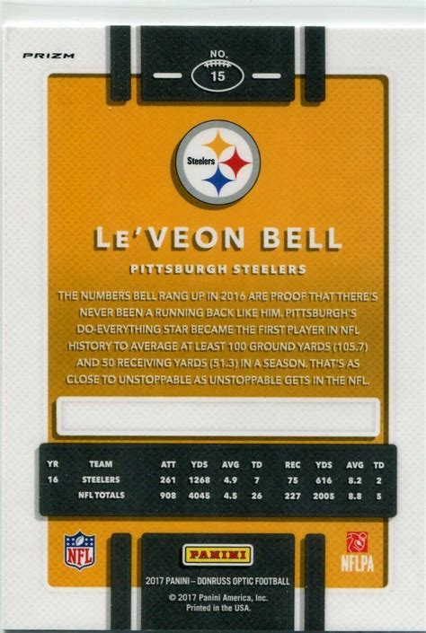 Donruss Optic Holo Prizm Le Veon Bell For Sale Online Ebay