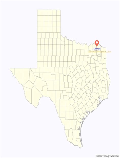 Map of Detroit town, Texas - Thong Thai Real