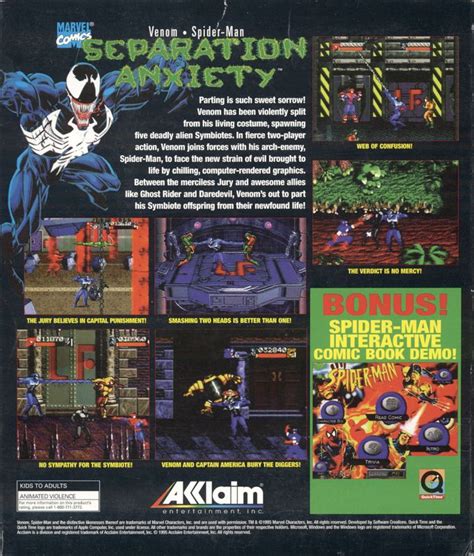 Venom • Spider Man Separation Anxiety Cover Or Packaging Material Mobygames