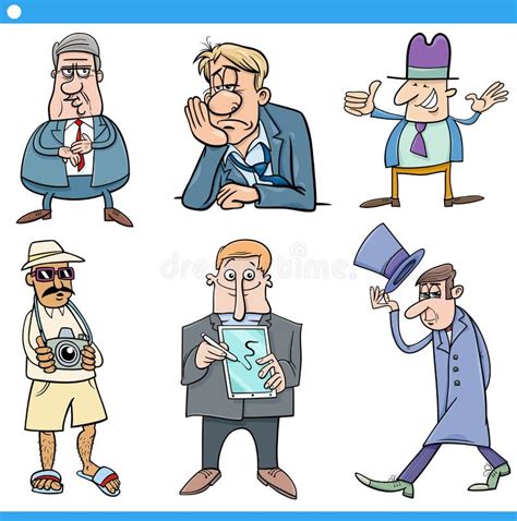 Cartoon Funny Men Comic Characters Set Stock Vector Illustration Of