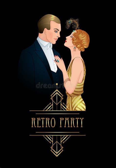 Beautiful Couple Art Deco Stock Illustrations 364 Beautiful Couple