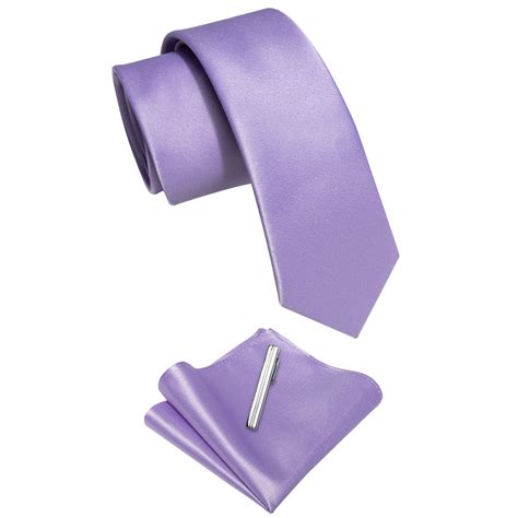 Periwinkle Purple Solid Skinny Necktie Pocket Square Set Yourties