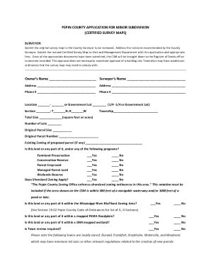 Fillable Online Pepin County Application For Minor Subdivision