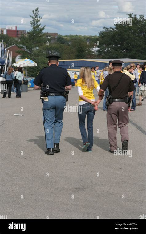 Girl Getting Arrested Stock Photo Alamy