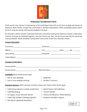 Fillable Online Volunteer Application Form For Non Profit Form Template