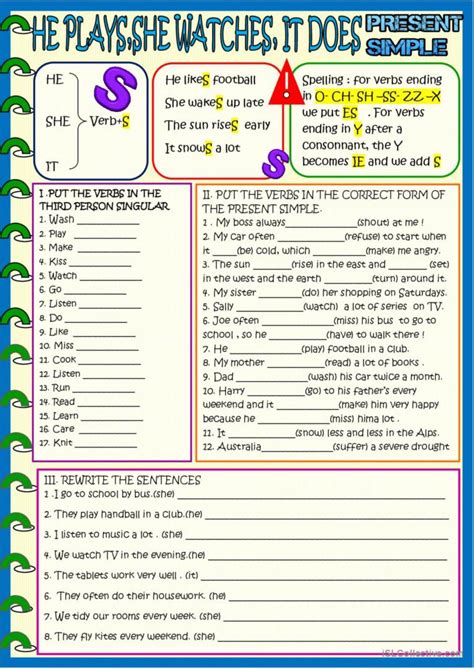 Present Simple Third Person Singu English Esl Worksheets Pdf And Doc