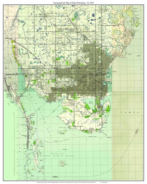 St Petersburg Florida 1945 Old Topo Map A Composite Made From 6 Old