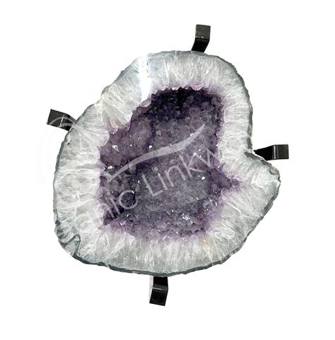 Table Geode Amethyst With Stainless Steel Base Pallet L X