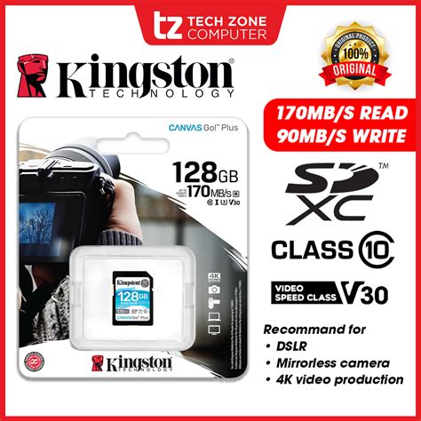 Kingston Canvas Go Plus SDG3 Class 10 SD Card 64GB SDG3 64GB