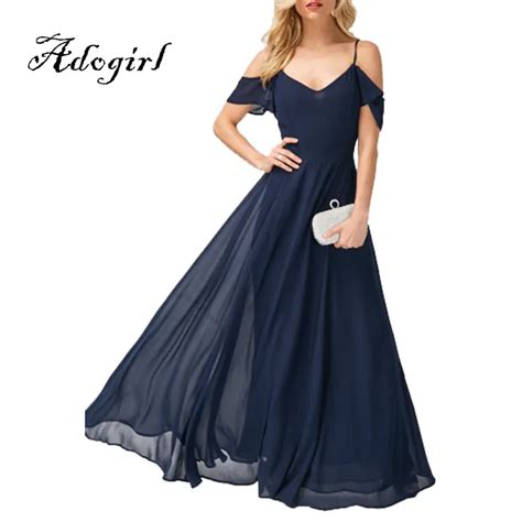 Fashion Chiffon Dress Women Off Shoulder Spaghetti Strap Brand Solid