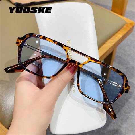 Yooske Vintage Double Beam Sunglasses Men Personality Hollow Trendy Sun