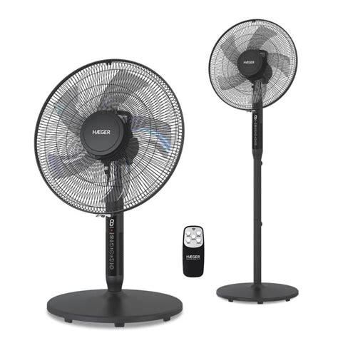 Digital Stand Fan Haeger Premium Black Speeds In W Haeger