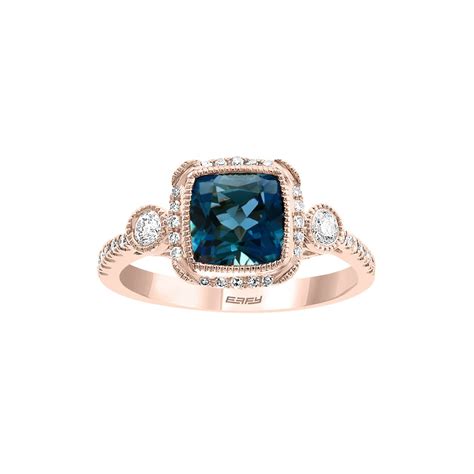 EFFY London Blue Topaz And 1 4 Ct Tw Diamond Engagement Ring In 14K