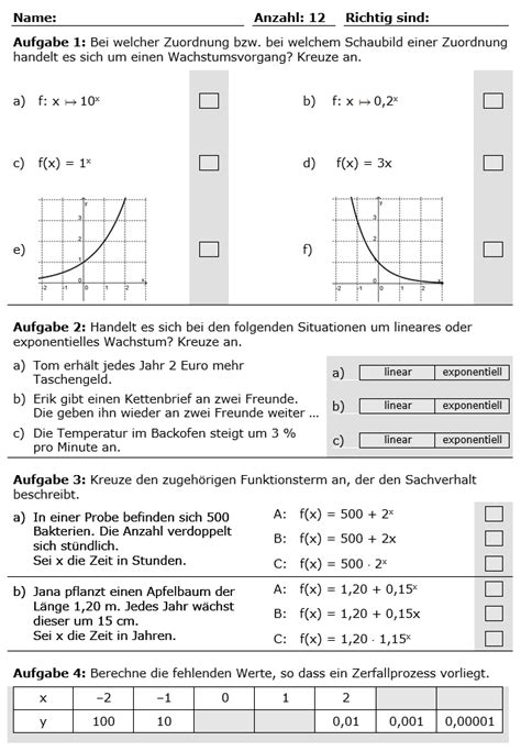 Exponentialfunktionen Aufgaben