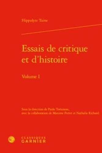 Essais De Critique Et D Histoire Volume 1 De Hippolyte Taine Grand