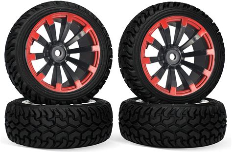 Amazon Pcs Mm Rc Rally Car Tyres Grain Rubber Tires And Spoke