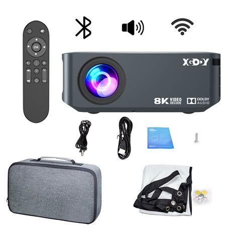 Mini Tragbar Beamer Projektor LCD 4K UHD WiFi Bluetooth 5 0 Android TV