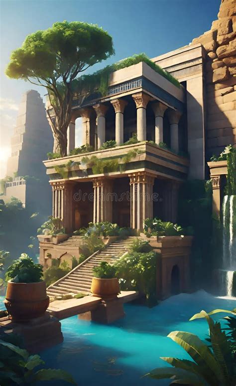 Captivating Concept Art Depiction Of The Fabled Hanging Gardens Of