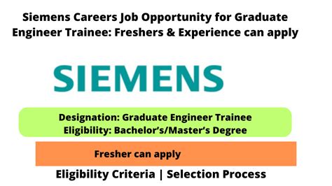 Siemens Careers Job Opportunity For Graduate Engineer Trainee Freshers