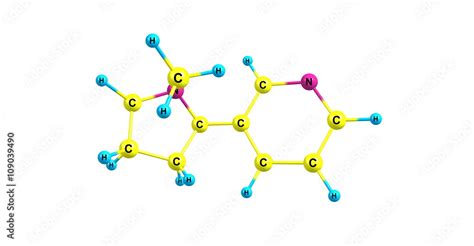 3d Illustration Of Nicotine Molecular Structure Isolated On White Stock