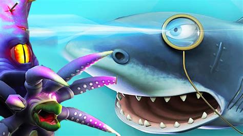 An Extinct Shark Vs Hungry Shark Boss Squid Hungry Shark World Vs Hungry Shark Evolution Youtube