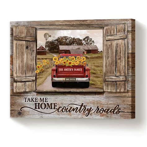 Autumn Farmhouse Decor Take Me Home Country Roads Custom Sign, Fall ...