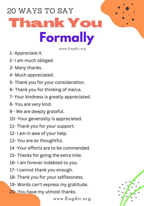 20 Ways To Say Thank You Formally Professional English Vocabulary