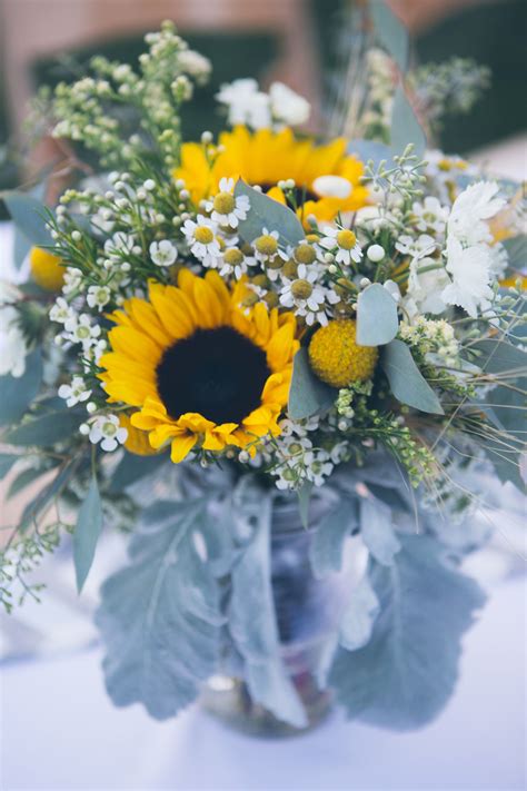 Dusty Blue And Sunflower Wedding Bouquets Blue And Yellow Bridal Bouquet With Sunflowers