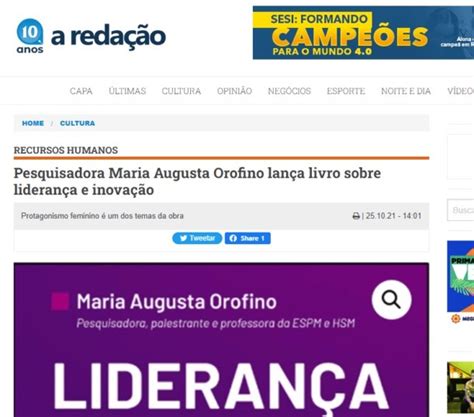 A Reda O Pesquisadora Maria Augusta Orofino Lan A Livro Sobre