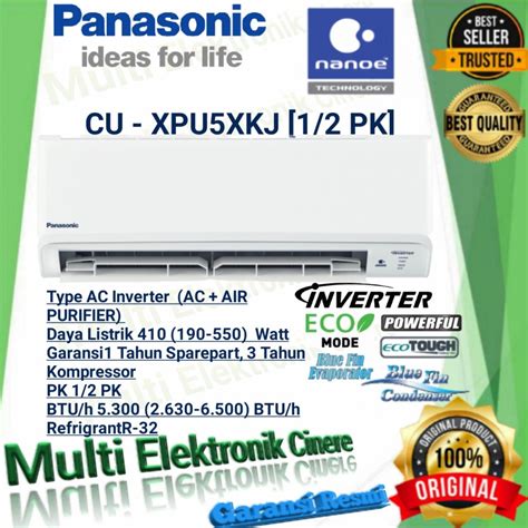 Jual AC PANASONIC Deluxe Inverter 1 2 PK CS CU XPU5XKJ AC AIR