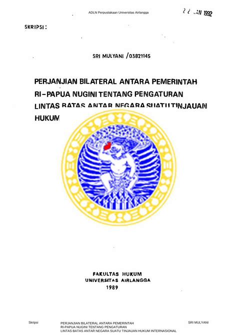 Pdf Perjanjian Bilateral Antara Pemerintah Repository Unair Ac Id