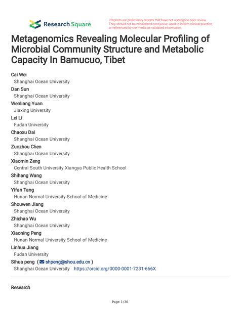 PDF Metagenomics Revealing Molecular Profiling Of Microbial Community