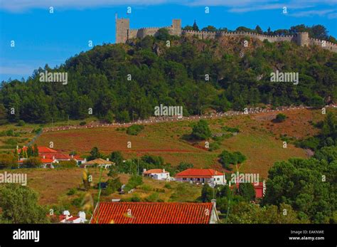 Sesimbra Castle. Sesimbra. Setubal district. Serra de Arrabida. Atl ...