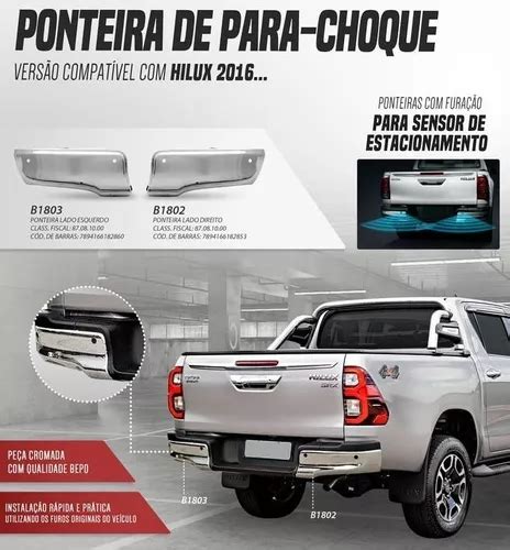 Ponteira Parachoque Traseiro Hilux 2016 A 2023 Furo Sensor R 508 Em