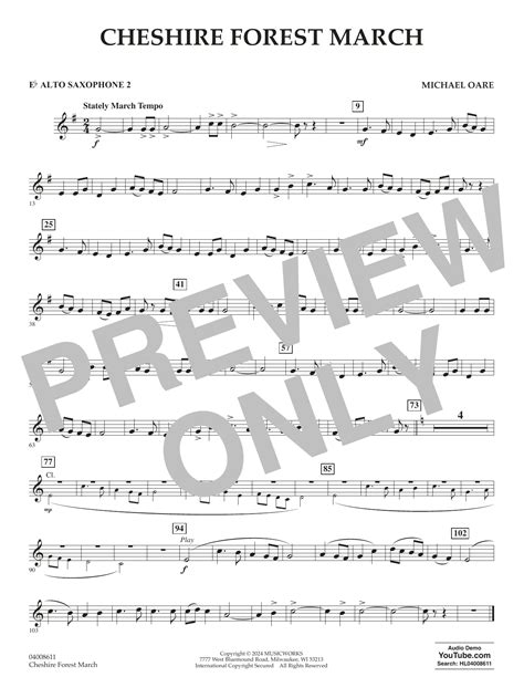 Cheshire Forest March Eb Alto Saxophone 2 Sheet Music Michael Oare