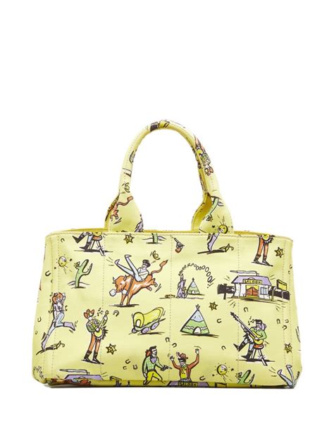 Prada Pre Owned Canepa Graphic Print Tote Bag Farfetch