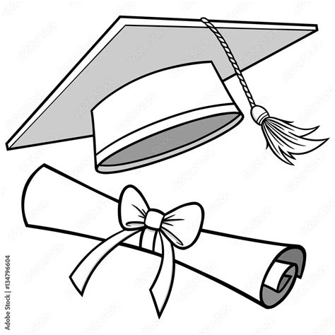 Graduation Cap and Diploma Illustration Stock Vector | Adobe Stock