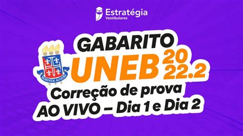 Gabarito UNEB 2022 2 Correção de prova AO VIVO YouTube